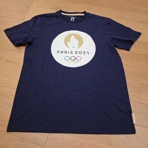 2024 Paris Olympics T-Shirt Mens L Navy Blue Officially Licensed Short Sleeve